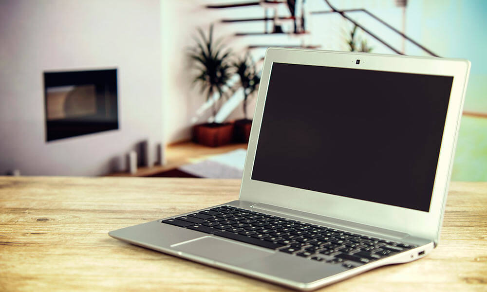 laptop on a table